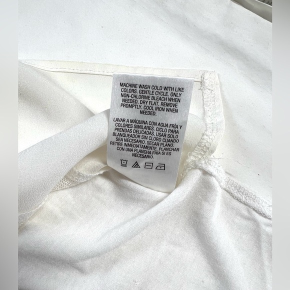 🛍️METAPHOR White sheer stripe short sleeve top size M - Picture 11 of 13